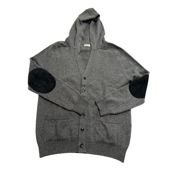 Saint Laurent Hooded Elbow Pad Cardigan in Grey - Picture 1 of 3